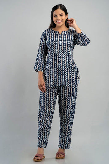 Rayon Printed Plus Size Night Suit Set of Shirt and Pyjama